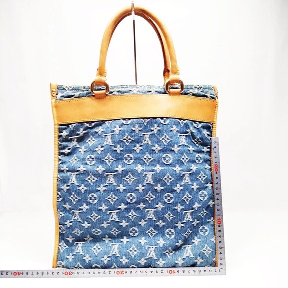 Authentic Louis Vuitton Flat Shopper Blue Monogram Denim Tote Bag mn1293-121225 - Picture 2 of 16